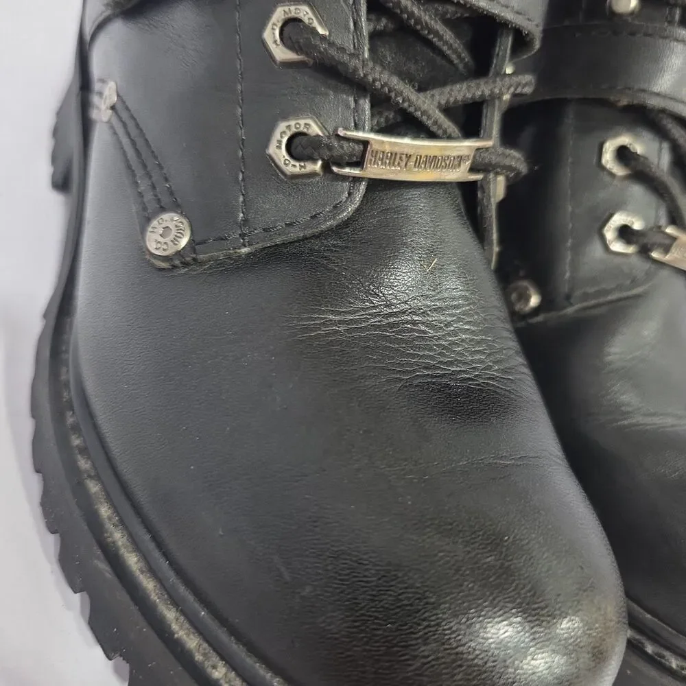 Harley-Davidson Faded Glory Boots Women's Size 8 US Black Lace Up Leather Moto